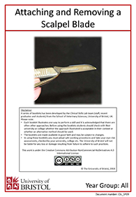 clinical skills instruction booklet cover page, Attaching and Removing a Scalpel Blade